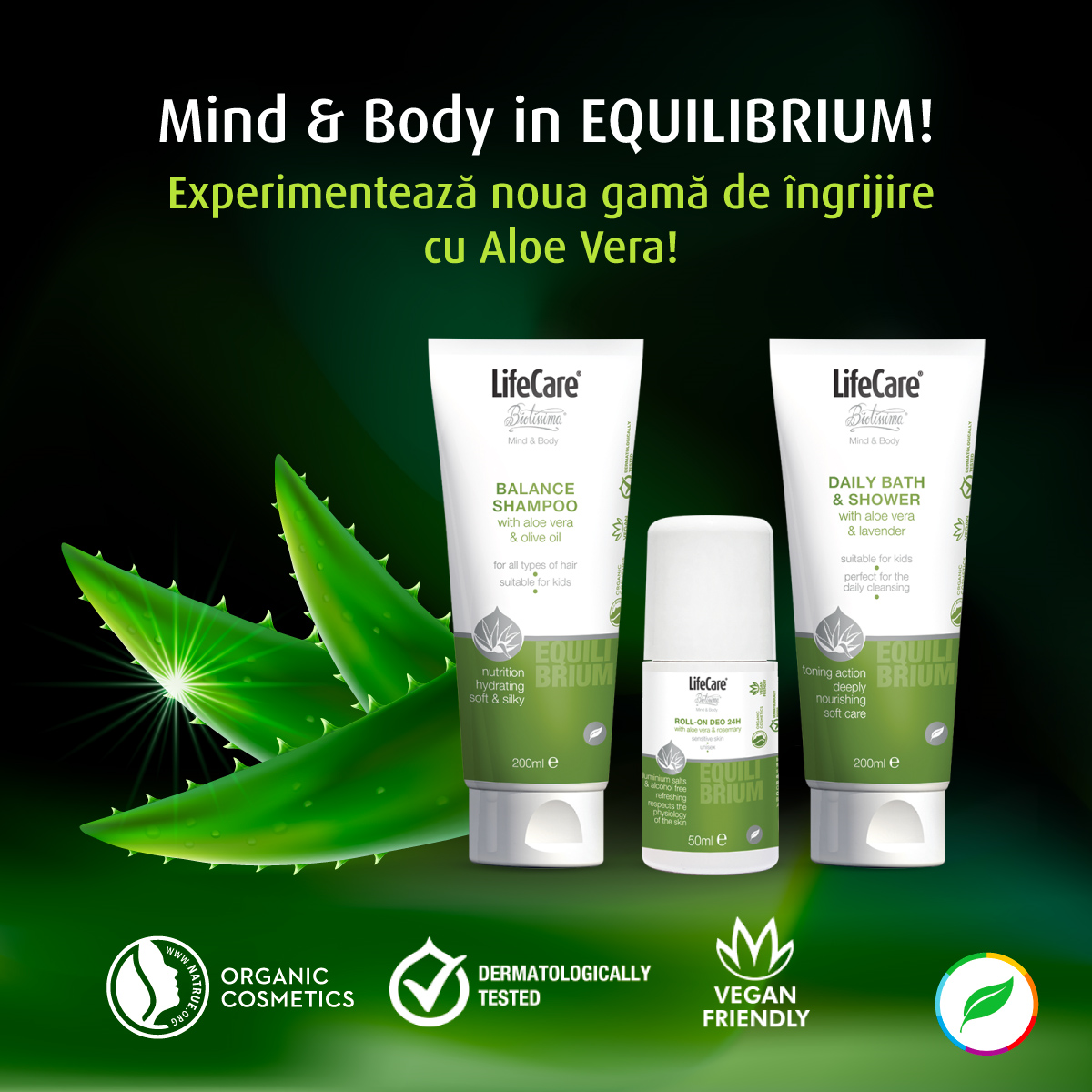 Deodorant roll-on cu aloe vera și rozmarin BIO, EQUILIBRIUM