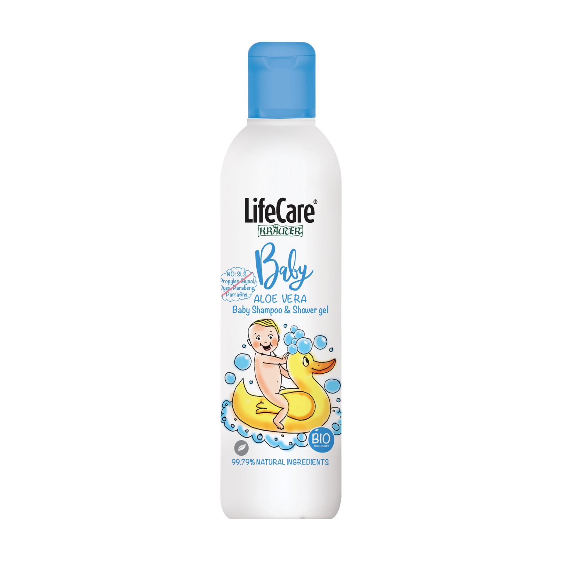 Shampoo and shower gel, baby, with aloe vera and organic plants