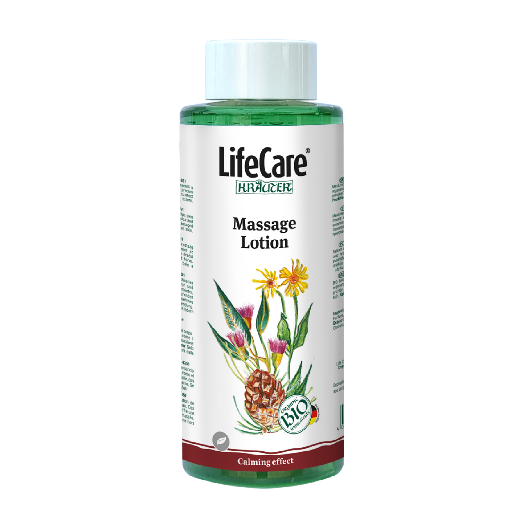 Lotion for massage, with organic plants