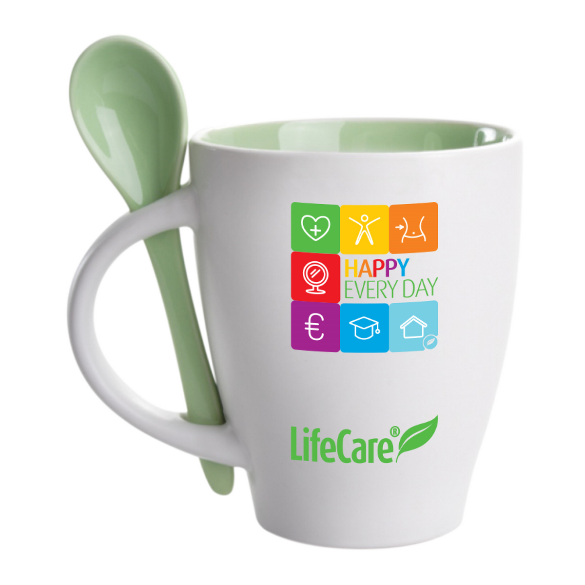 Cup with teaspoon, capacity 300 ml