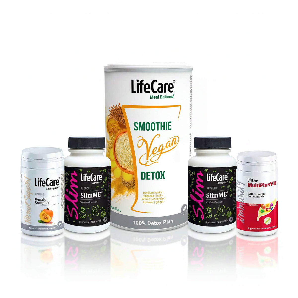 Program detoxifiere cu protecție renală: SlimMe + Smoothie Vegan Detox + MultiPlusVit + Renalo Complex