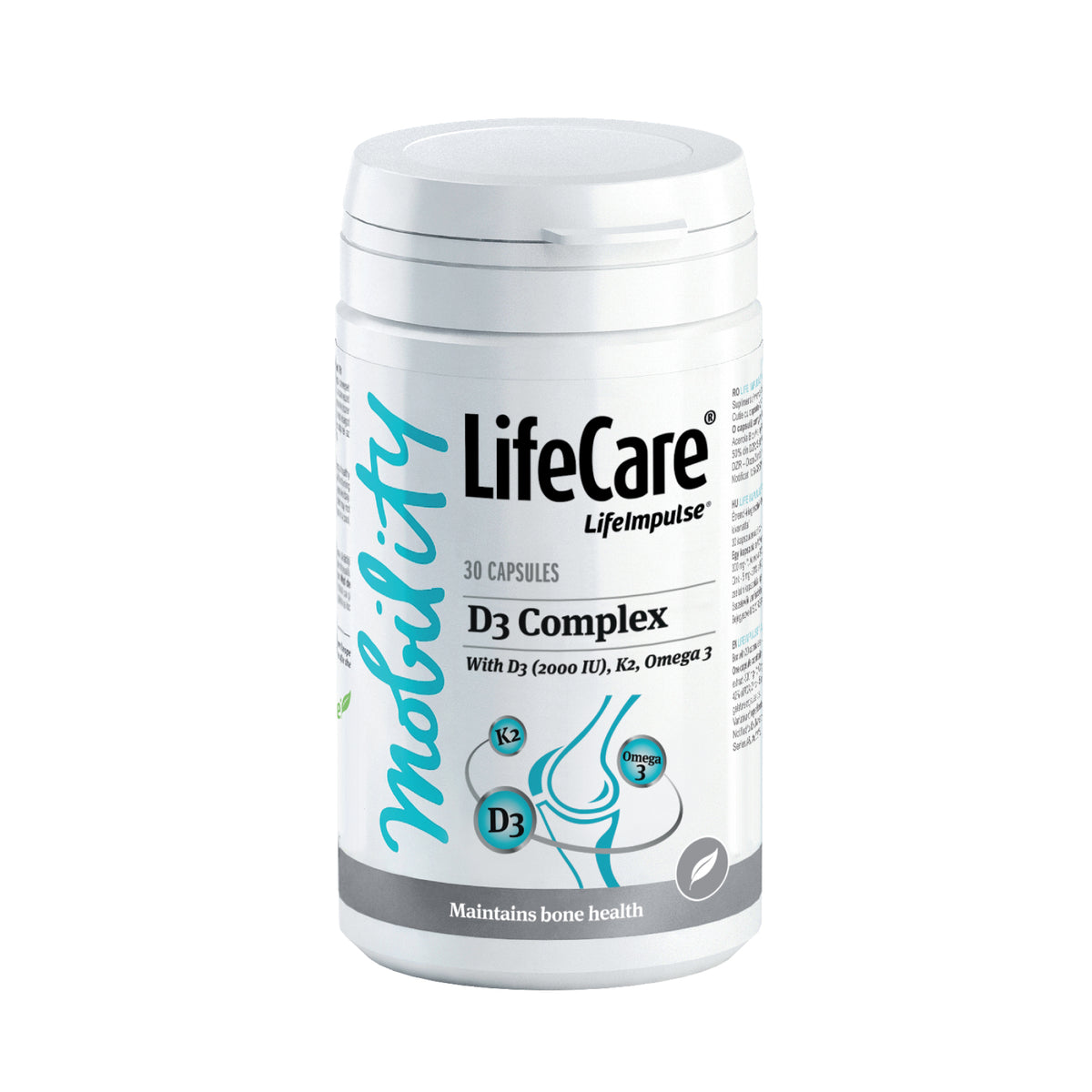 Complex cu vitamina D3 (2000 UI), K2 și Omega 3 din in