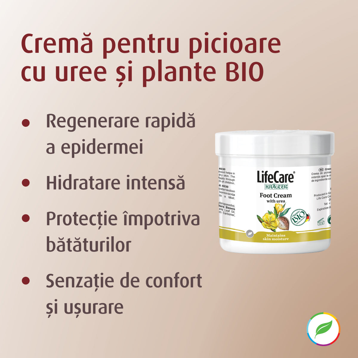 Crème pour les pieds à l'urée et aux herbes biologiques
