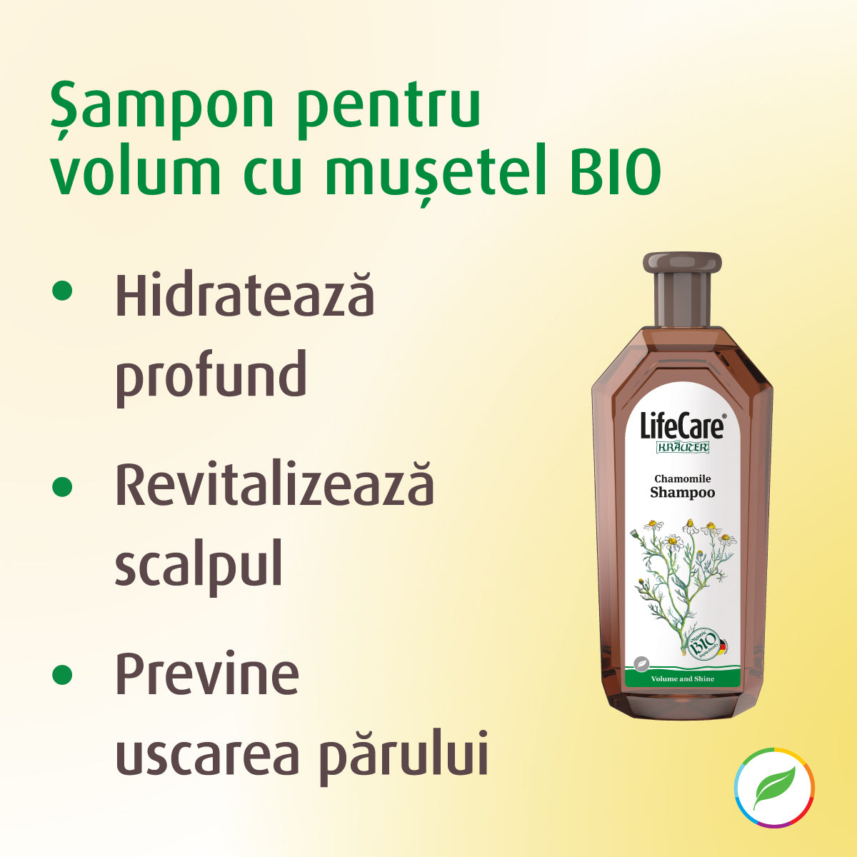 Shampoo for volume, with bio chamomile