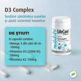 Complex cu vitamina D3 (2000 UI), K2 și Omega 3 din in