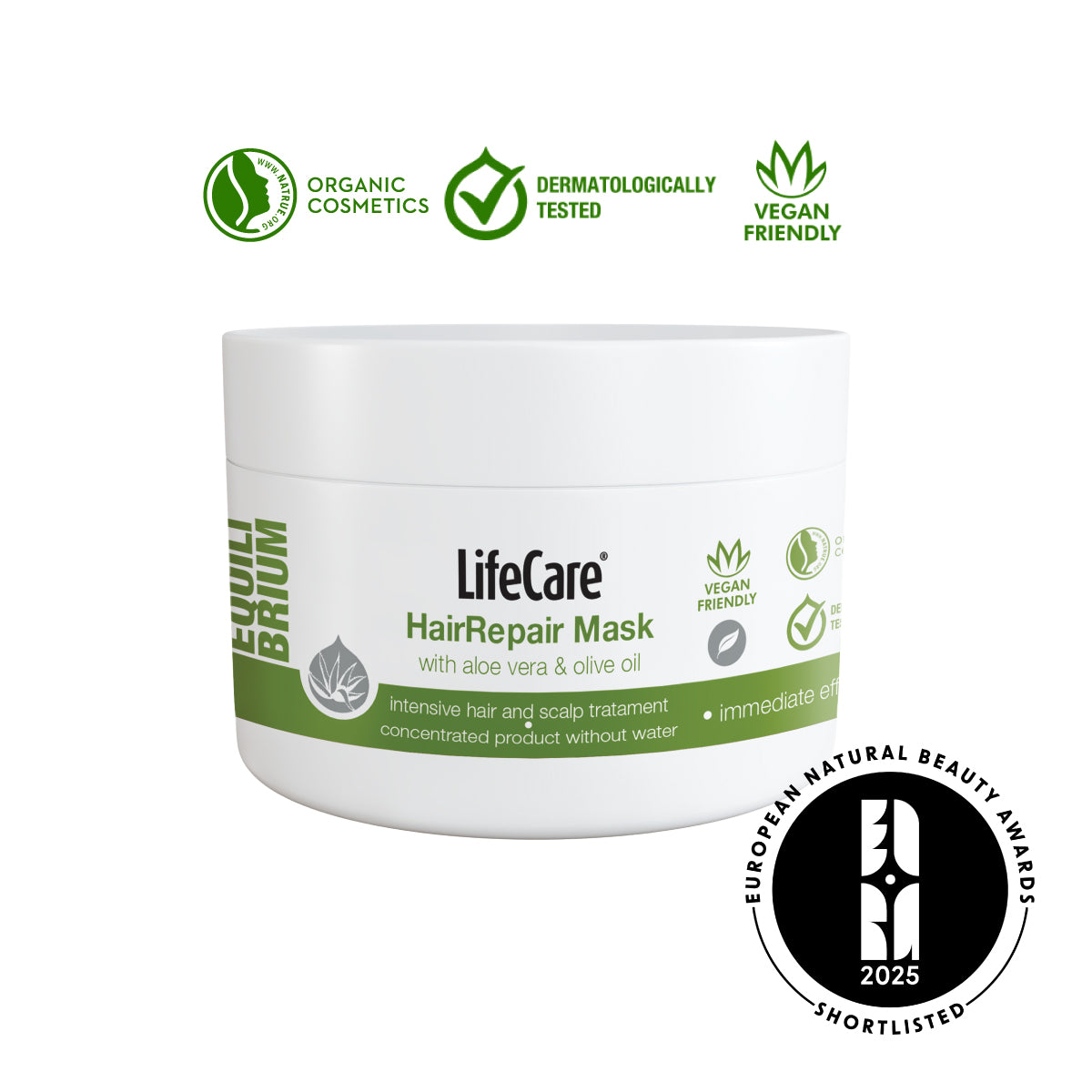 Mască reparatoare pentru păr și scalp, cu aloe vera și ulei de măsline BIO, EQUILIBRIUM